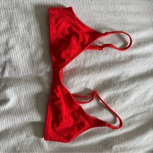 Red Terry Cloth Triangl Bikini Top